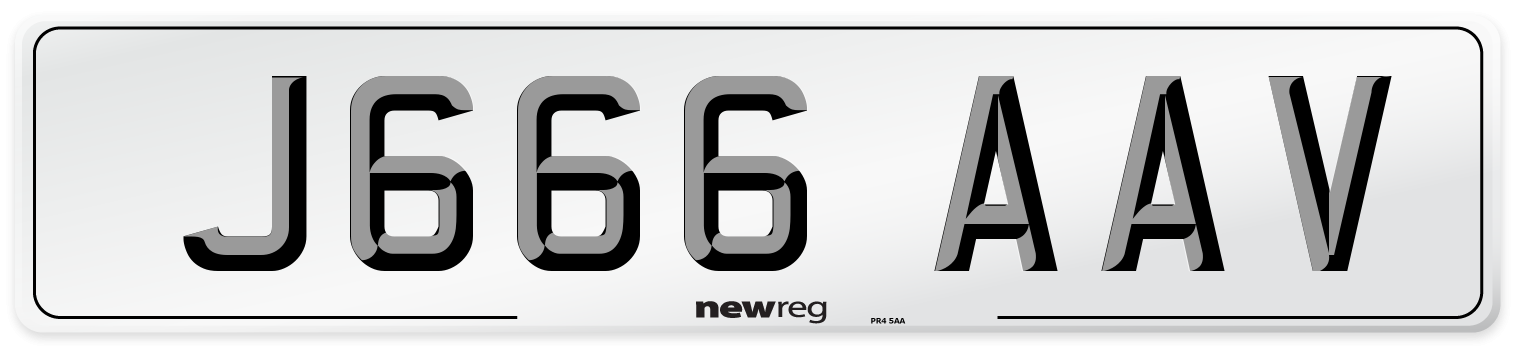 J666 AAV Number Plate from New Reg
